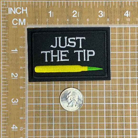 Just The Tip Embroidered Patch Military Biker Black Yellow Green - Picture 2 of 2